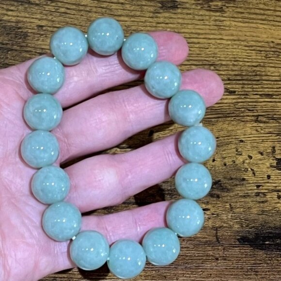 Jadeite 13mm Beaded Stone Bracelet - Picture 5 of 7